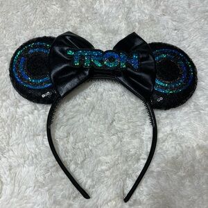 Disney Minnie Mouse Sequined Tron Ears Black and Blue